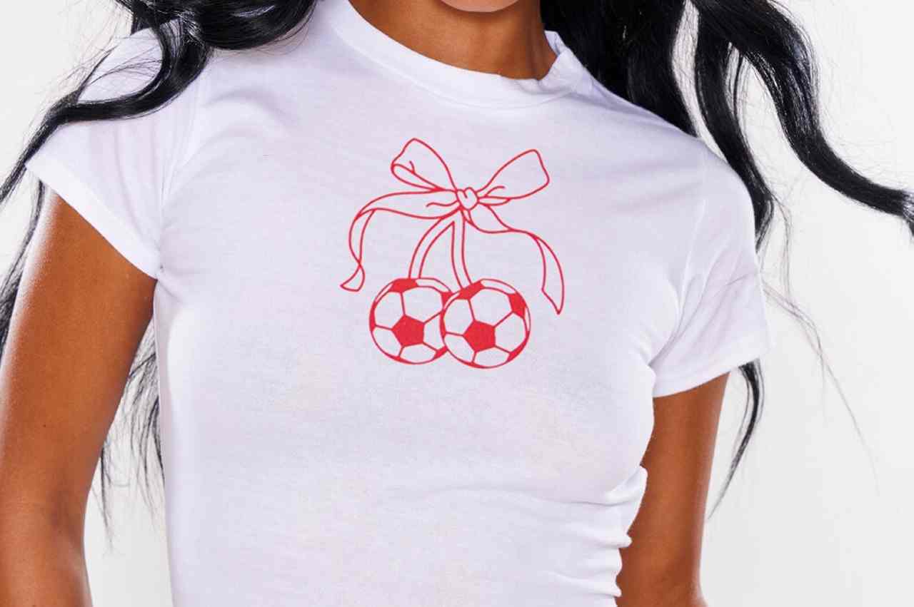 White Cherry Football Graphic Fitted Infant Doll Tee