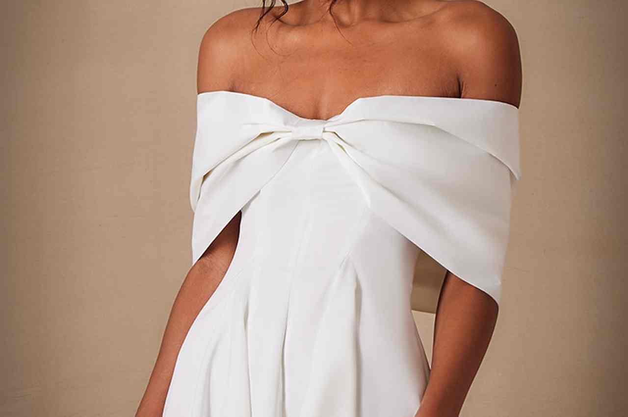 Costs White Satin Extreme Bow Information Playsuit